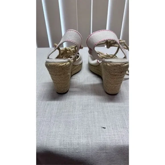 Schutz Women's Brynda Lace Up Espadrille Platform Wedges Cream Pink Size 6.5B - Picture 6 of 11